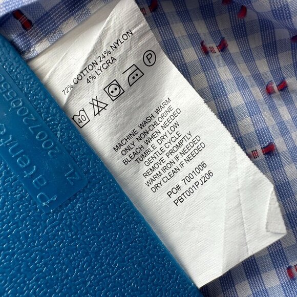 Psycho Bunny Modern Fit Stretch Non Iron Checker Blue White Red Shirt 16 34/35 - Picture 6 of 6